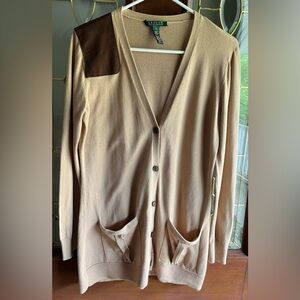 VTG 90s Ralph Lauren Varsity Sweater Grandpa Style Oversized Cardigan Medium